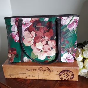 Green & Burgundy floral purse